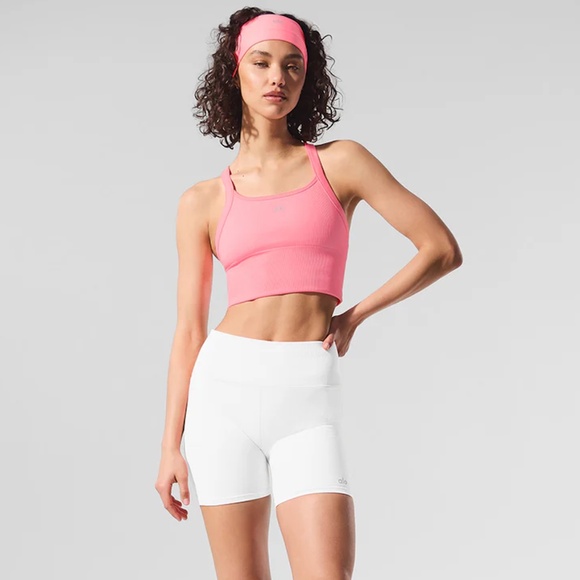 ALO Seamless Ribbed Favorite Bra Tank Neon Bubblegum - Picture 7 of 8